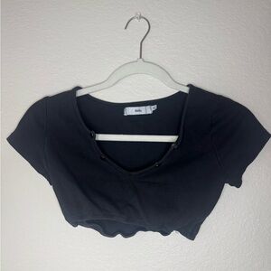 Adika Black Buttoned Crop Top